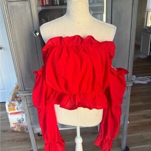 SHEIN Red Blouse Chic Top